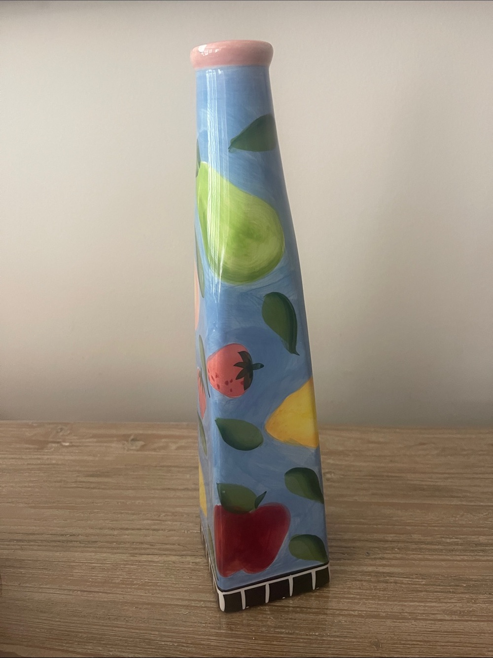 GANZ Hand-Painted Fruit Accent Vase in Blue and Pink
